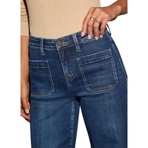 Wide Leg Jeans Women Cotton Polyester Spandex High Waisted Loose Denim Pants - Picture 5 of 7